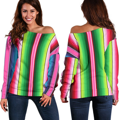 Mexican Stripe Off Shoulder Sweater - Carbone's Marketplace