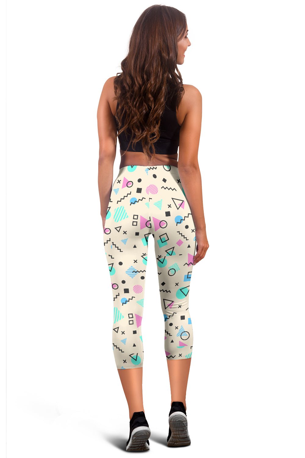 Minimal Geometric Shapes Women's Capris Leggings - Less But Better - Carbone's Marketplace