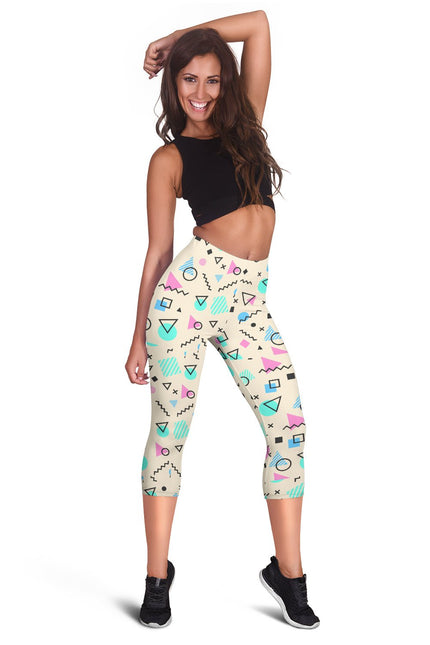 Minimal Geometric Shapes Women's Capris Leggings - Less But Better - Carbone's Marketplace