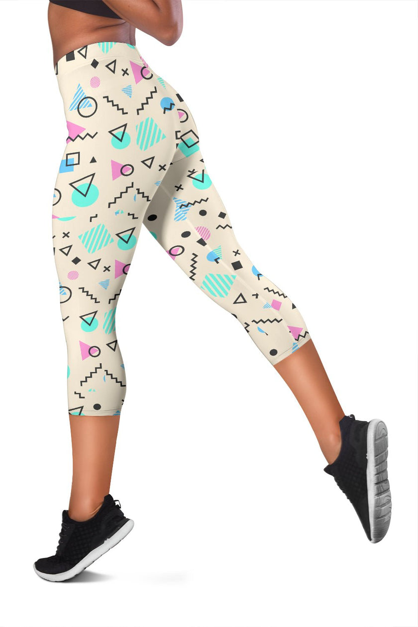 Minimal Geometric Shapes Women's Capris Leggings - Less But Better - Carbone's Marketplace