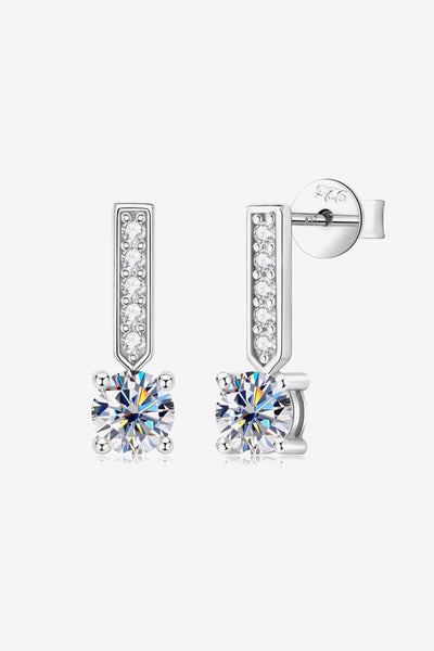 Moissanite and Zircon 925 Sterling Silver Drop Earrings - Carbone's Marketplace