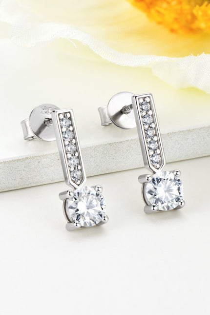 Moissanite and Zircon 925 Sterling Silver Drop Earrings - Carbone's Marketplace