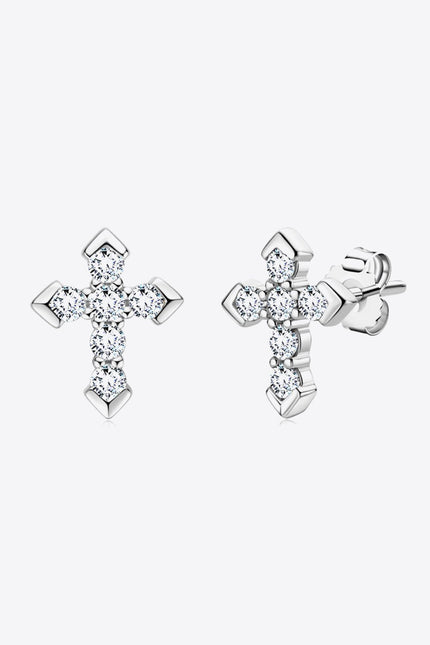 Moissanite Cross Stud Earrings - Carbone's Marketplace