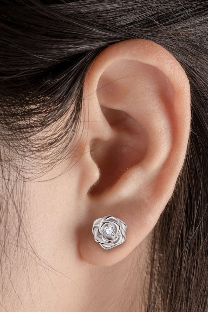 Moissanite Flower 925 Sterling Silver Earrings - Carbone&