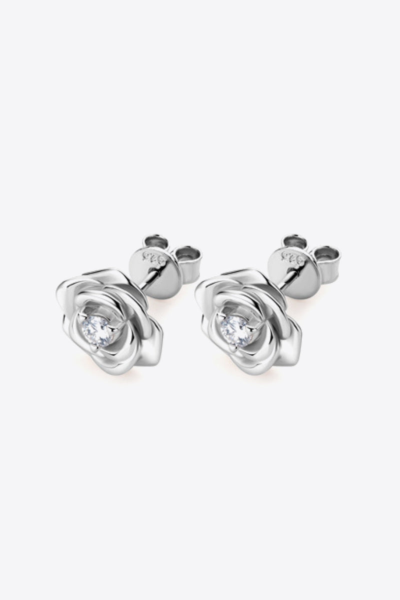 Moissanite Flower 925 Sterling Silver Earrings - Carbone&