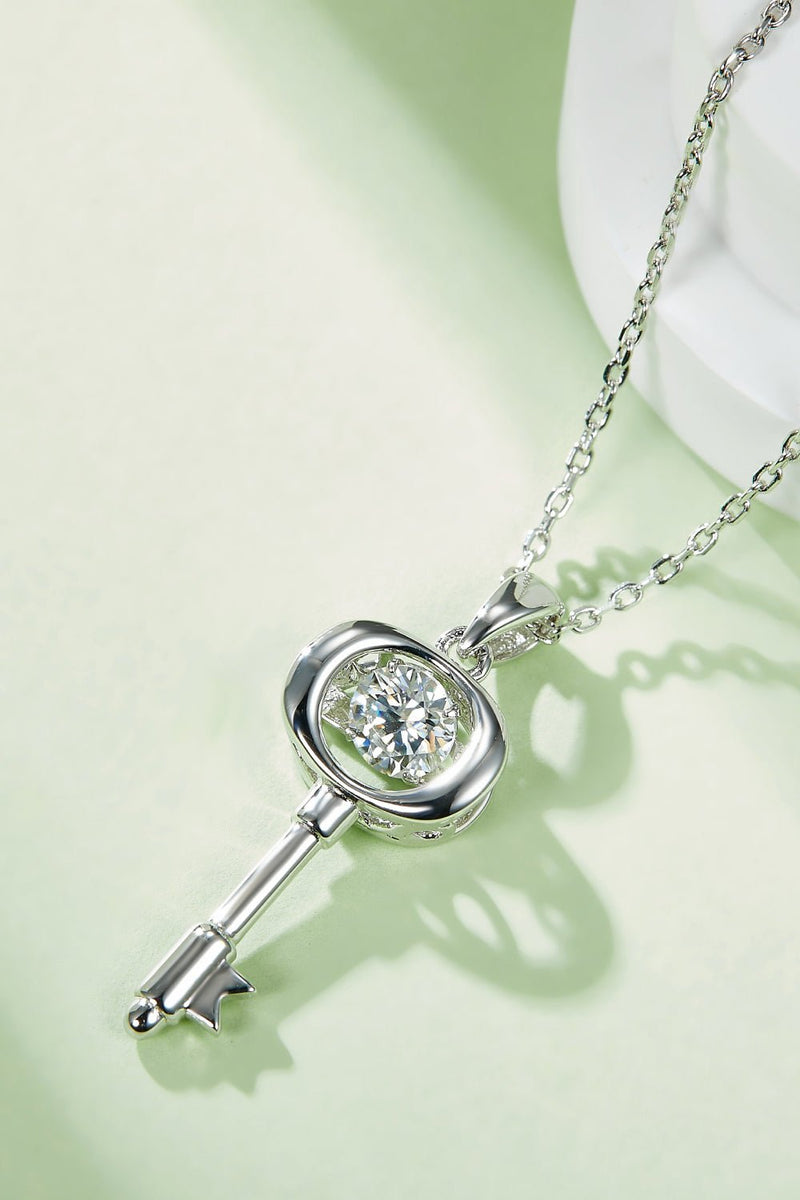 Moissanite Key Pendant Necklace - Carbone&