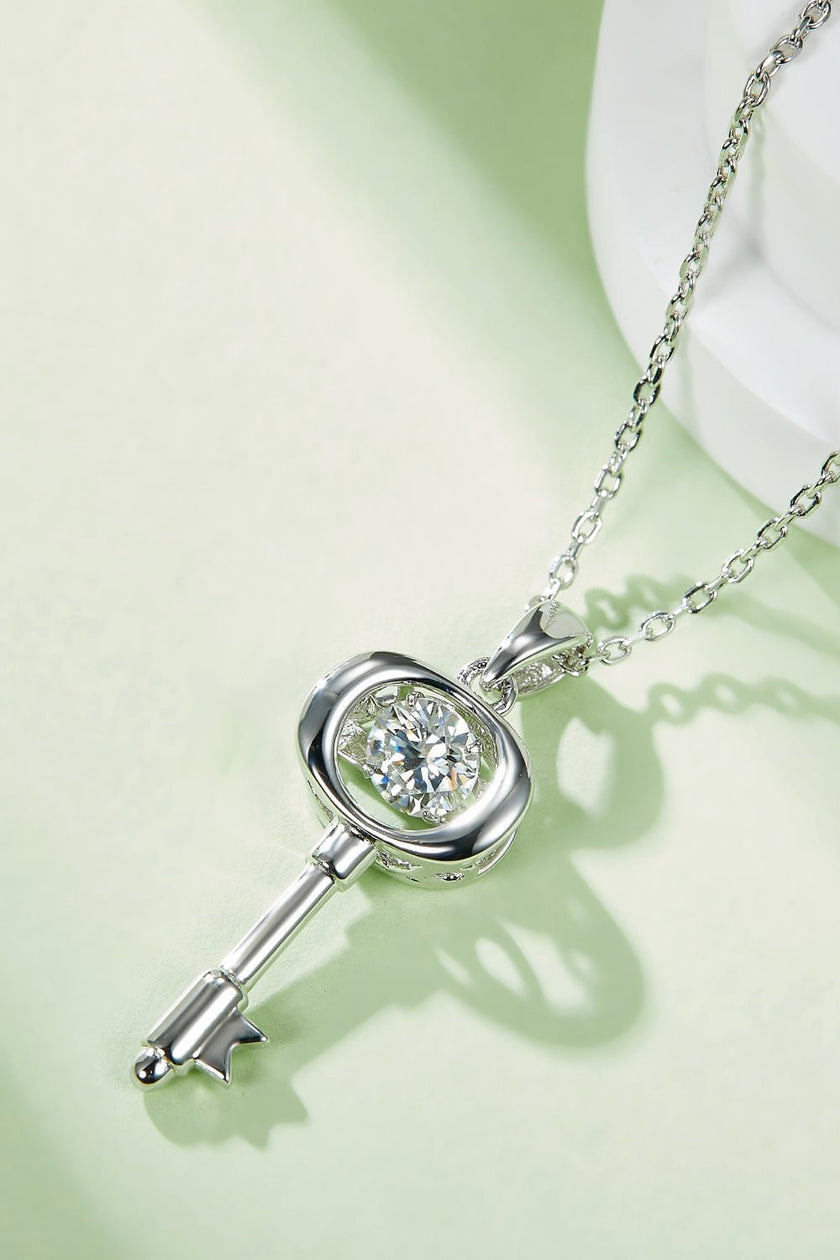 Moissanite Key Pendant Necklace - Carbone's Marketplace