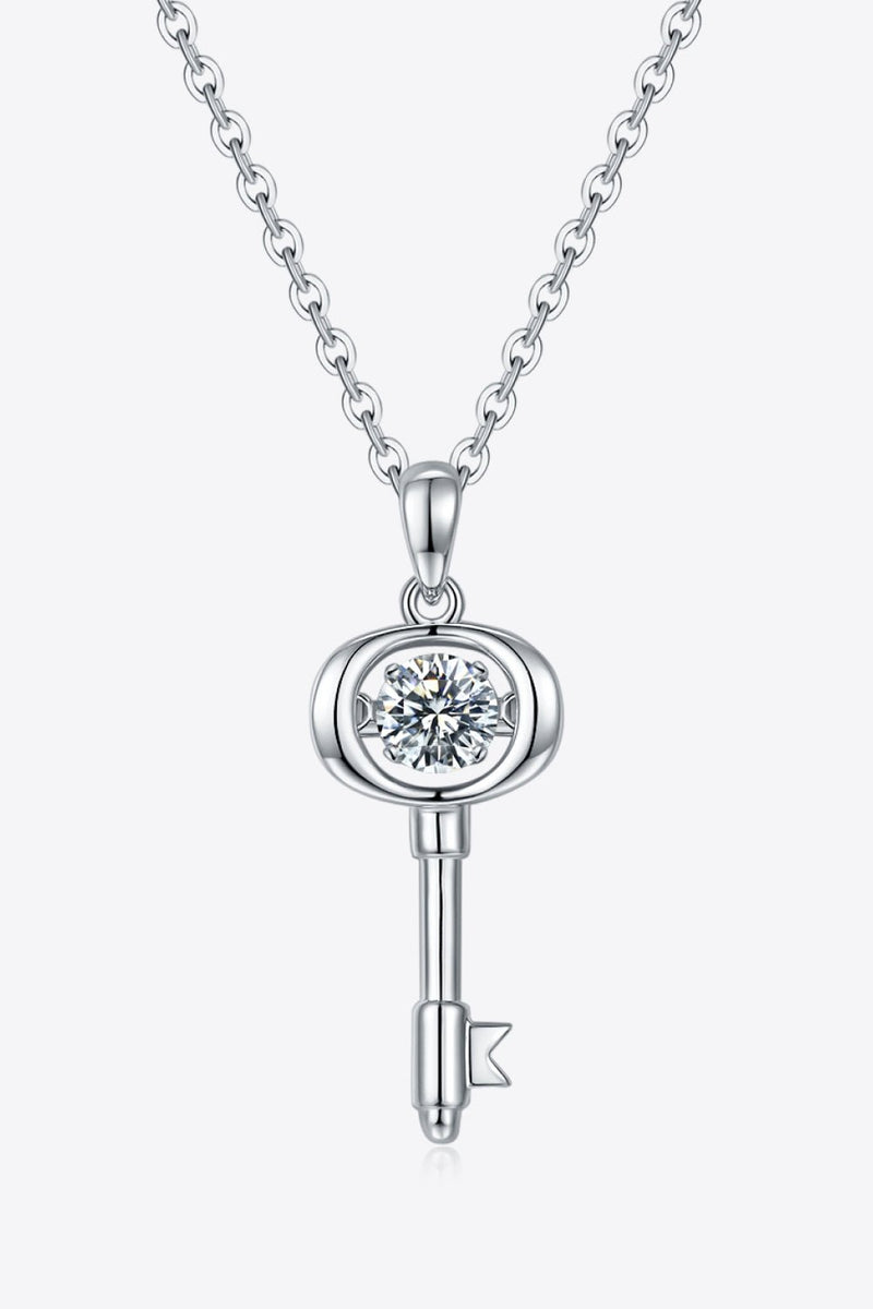 Moissanite Key Pendant Necklace - Carbone&