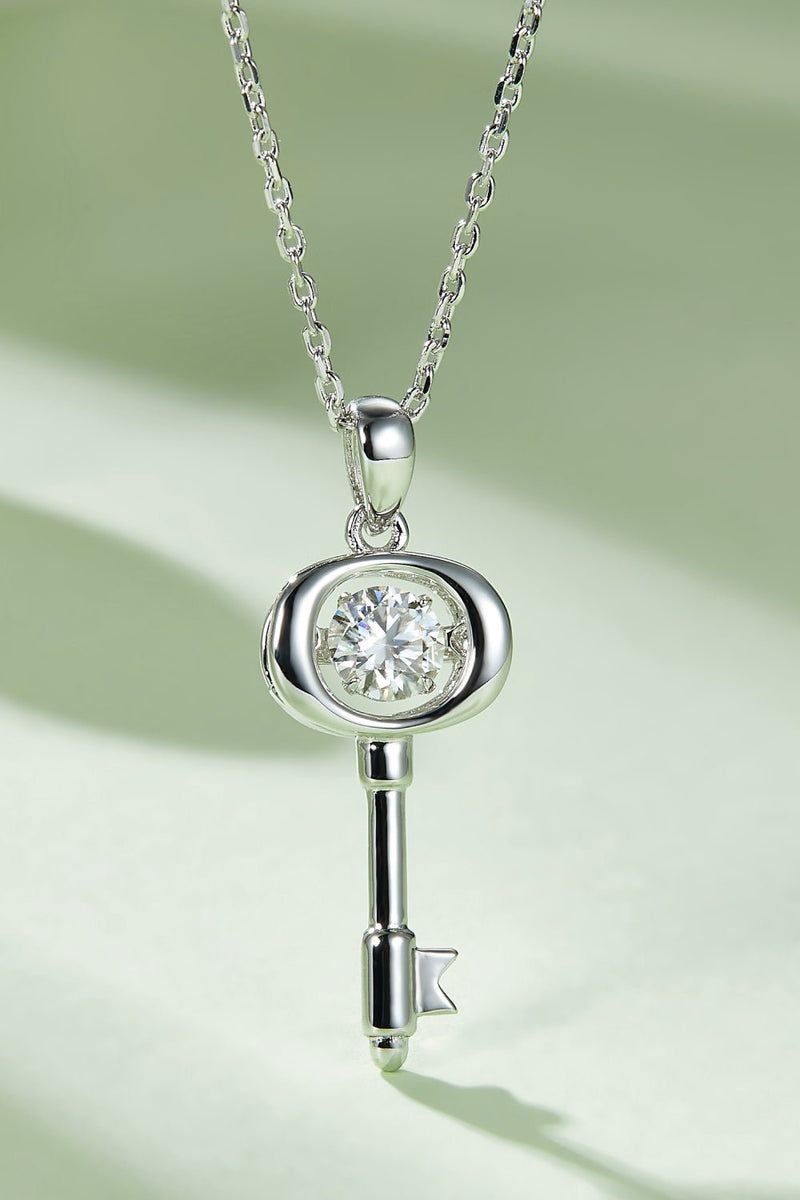 Moissanite Key Pendant Necklace - Carbone&