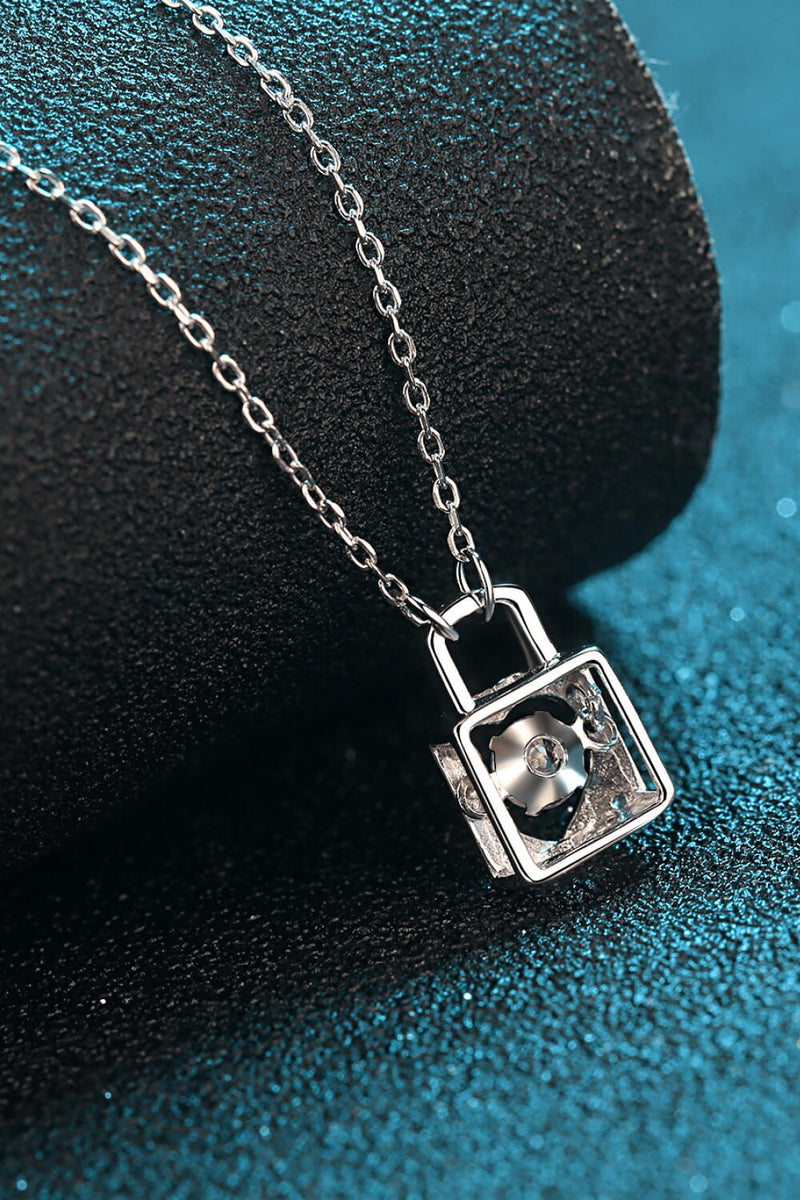 Moissanite Lock Pendant Necklace - Carbone&