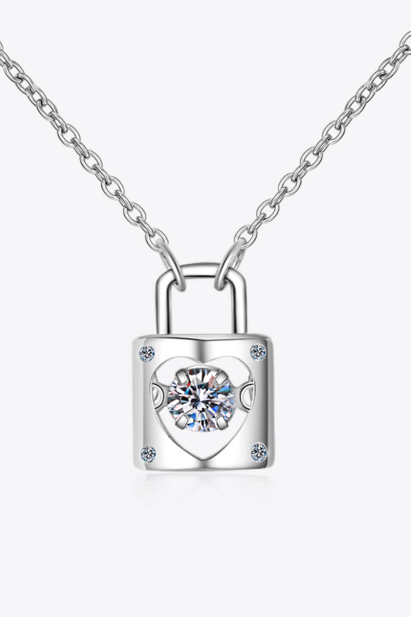 Moissanite Lock Pendant Necklace - Carbone&