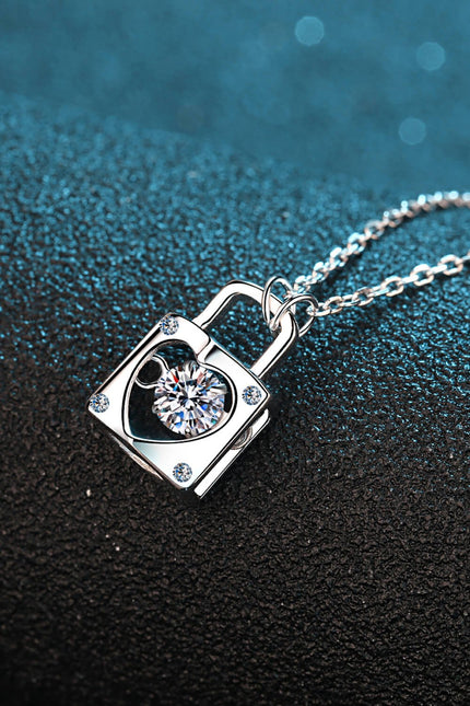 Moissanite Lock Pendant Necklace - Carbone's Marketplace