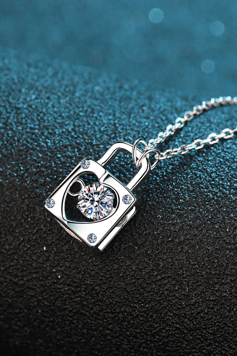 Moissanite Lock Pendant Necklace - Carbone&