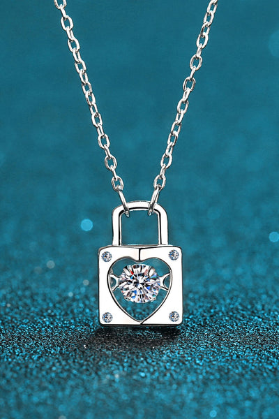 Moissanite Lock Pendant Necklace - Carbone's Marketplace