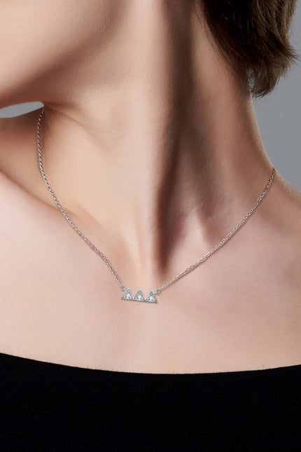 Moissanite Triangle Platinum-Plated Necklace - Carbone's Marketplace