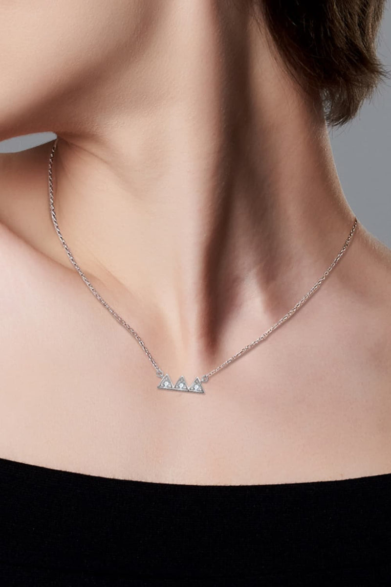 Moissanite Triangle Platinum-Plated Necklace - Carbone&