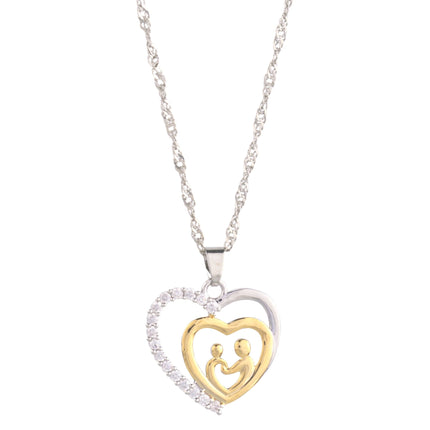 Mother and Child Pave Heart Pendant Necklace - Carbone's Marketplace