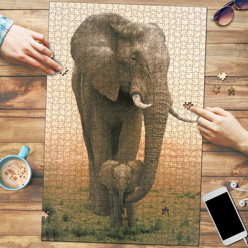 Mother & Baby Elephant Jigsaw Puzzle - Carbone&