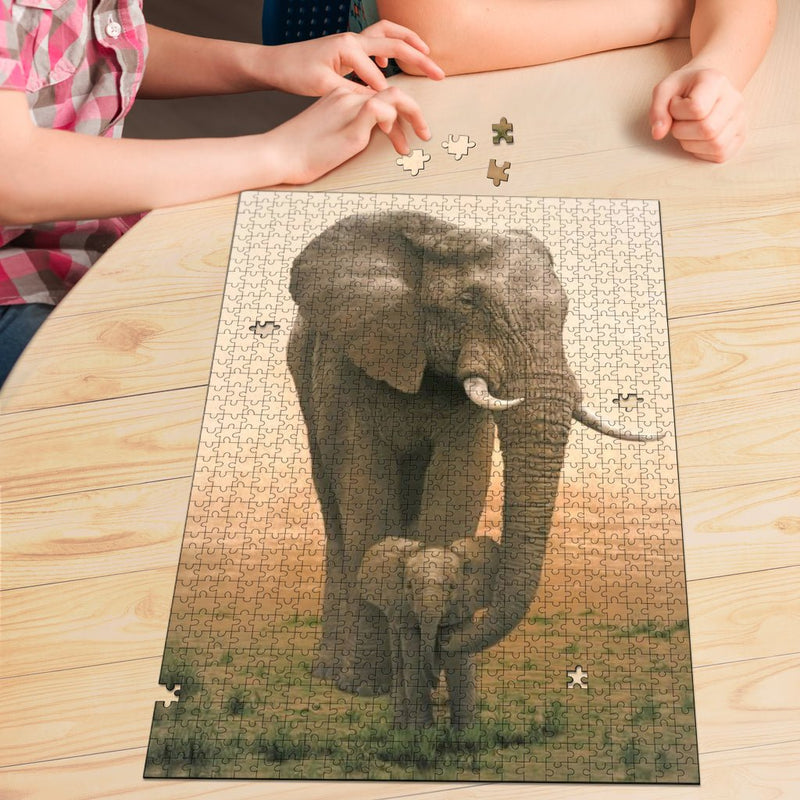 Mother & Baby Elephant Jigsaw Puzzle - Carbone&