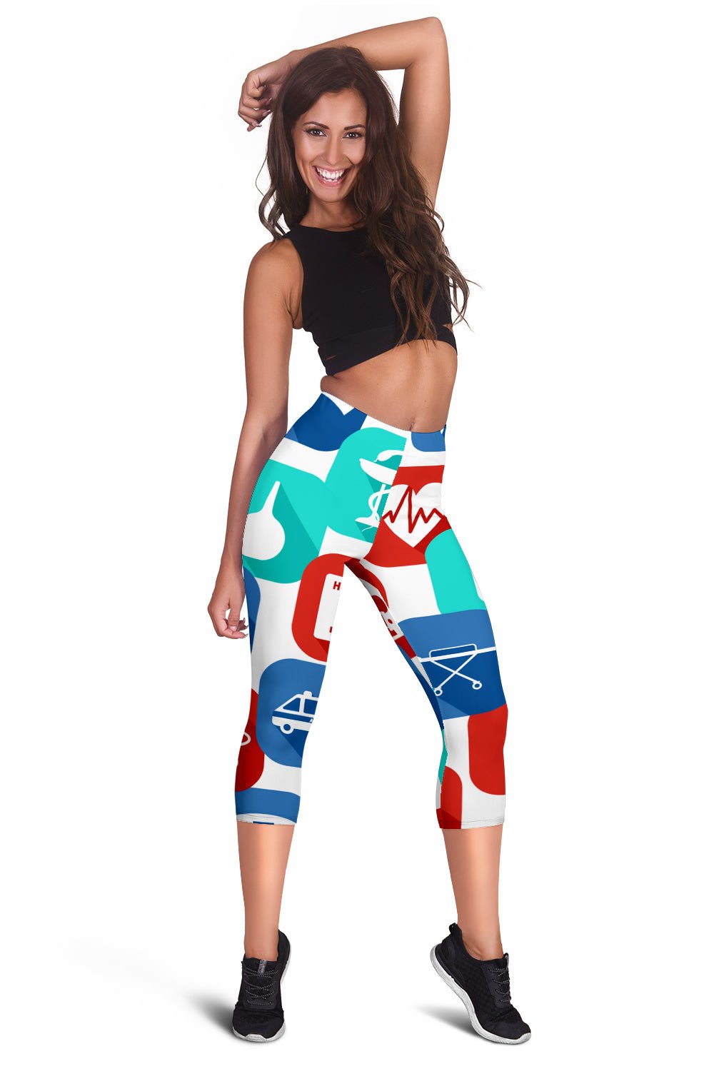 Nurse Medical Pattern Capris Leggings - Carbone's Marketplace