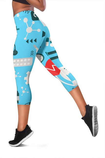 Nurse Medical Pattern Women's Capris Leggings - Carbone's Marketplace