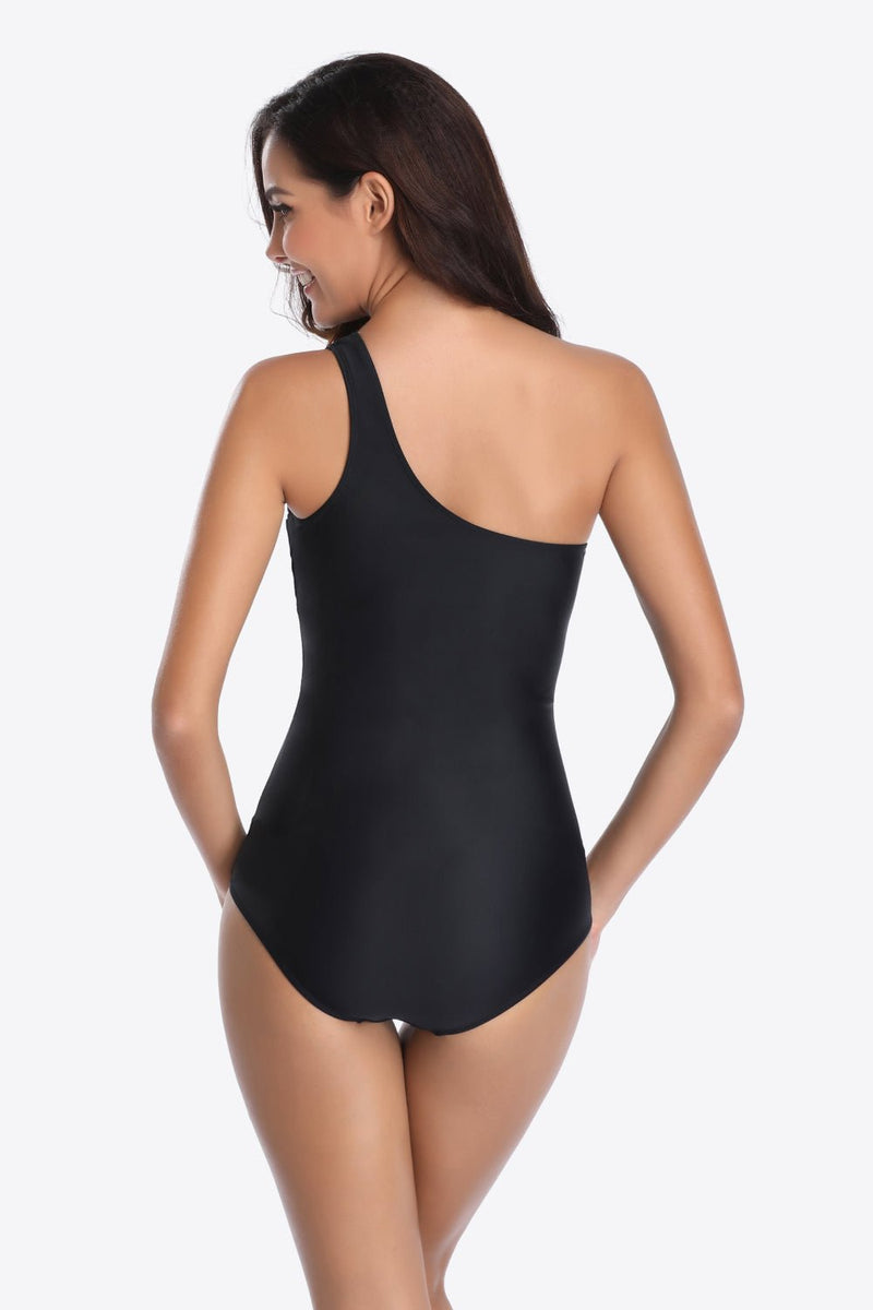 One-Shoulder Sleeveless One-Piece Swimsuit - Carbone&