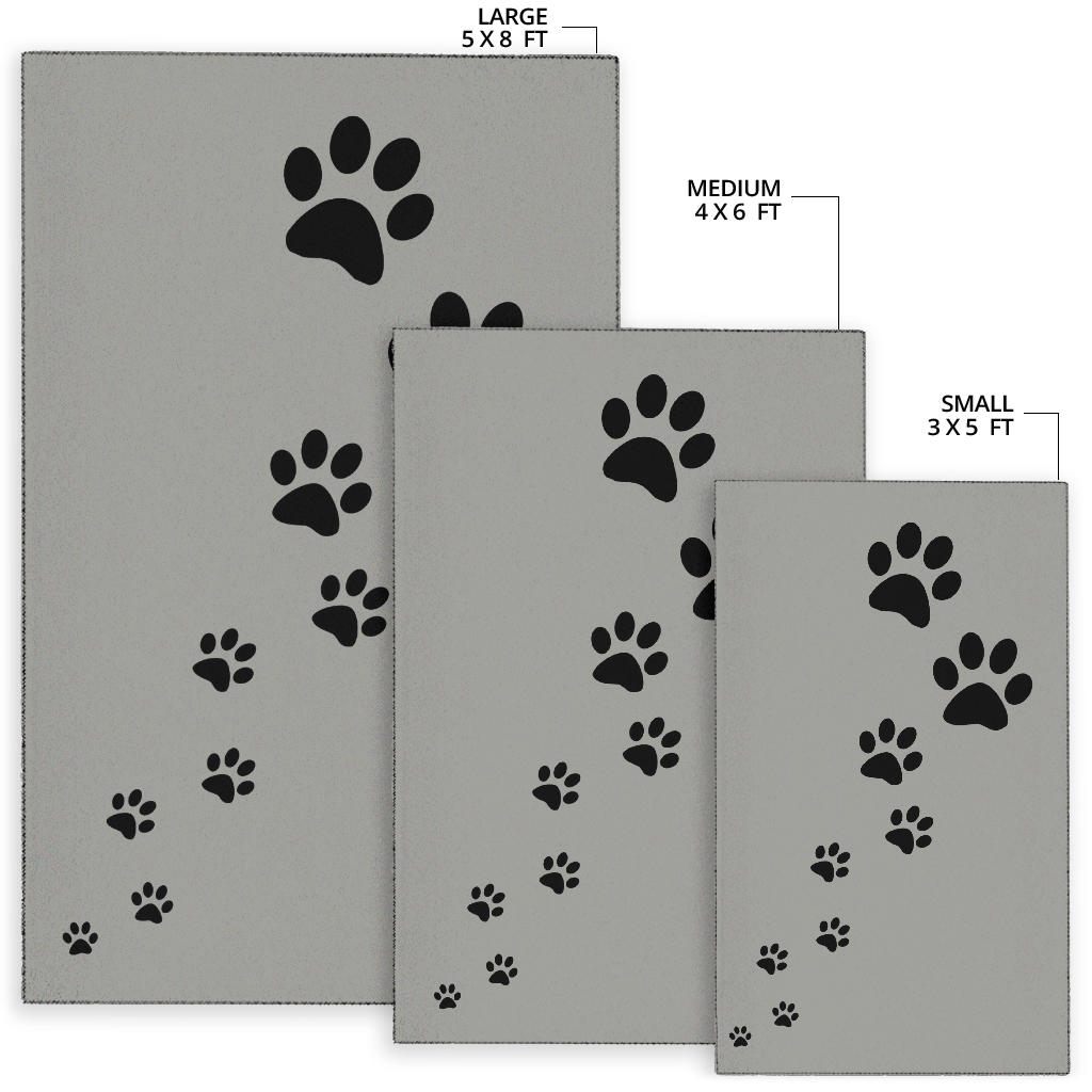 Paw Prints Grey Area Rug - Carbone's Marketplace