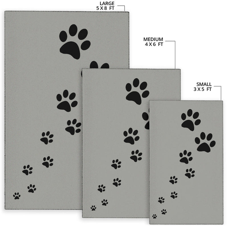 Paw Prints Grey Area Rug - Carbone&