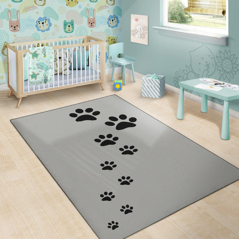 Paw Prints Grey Area Rug - Carbone&