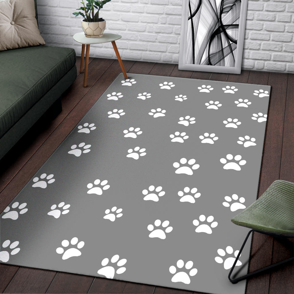 Paw Prints Grey Area Rug - Carbone's Marketplace