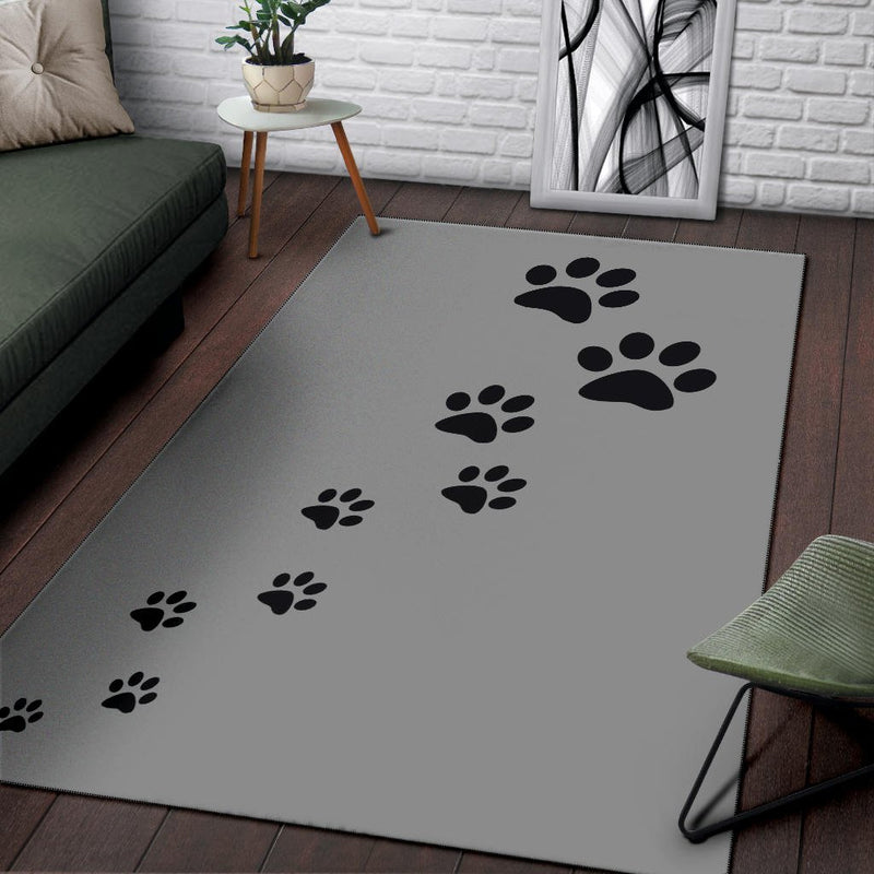 Paw Prints Grey Area Rug - Carbone&