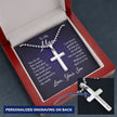 Personalized Cross Necklace Military Style Ball Chain- For Mom - Carbone's Marketplace