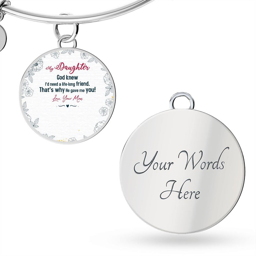 Personalized Daughter Bangle Bracelet - Carbone's Marketplace