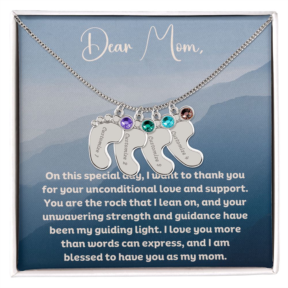 Personalized Engraved Baby Foot Necklace with Birthstone - Carbone's Marketplace