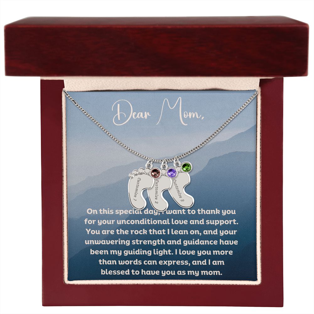 Personalized Engraved Baby Foot Necklace with Birthstone - Carbone's Marketplace