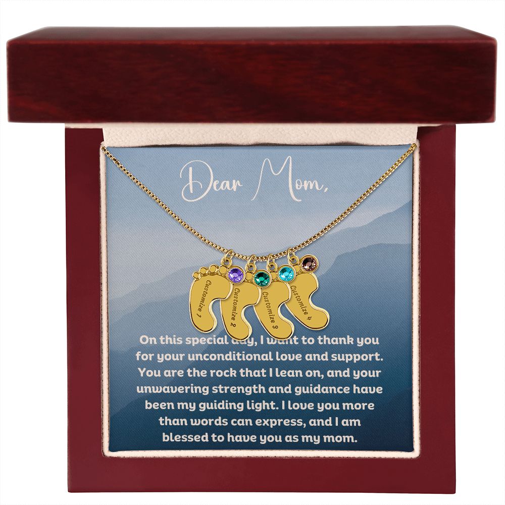 Personalized Engraved Baby Foot Necklace with Birthstone - Carbone's Marketplace