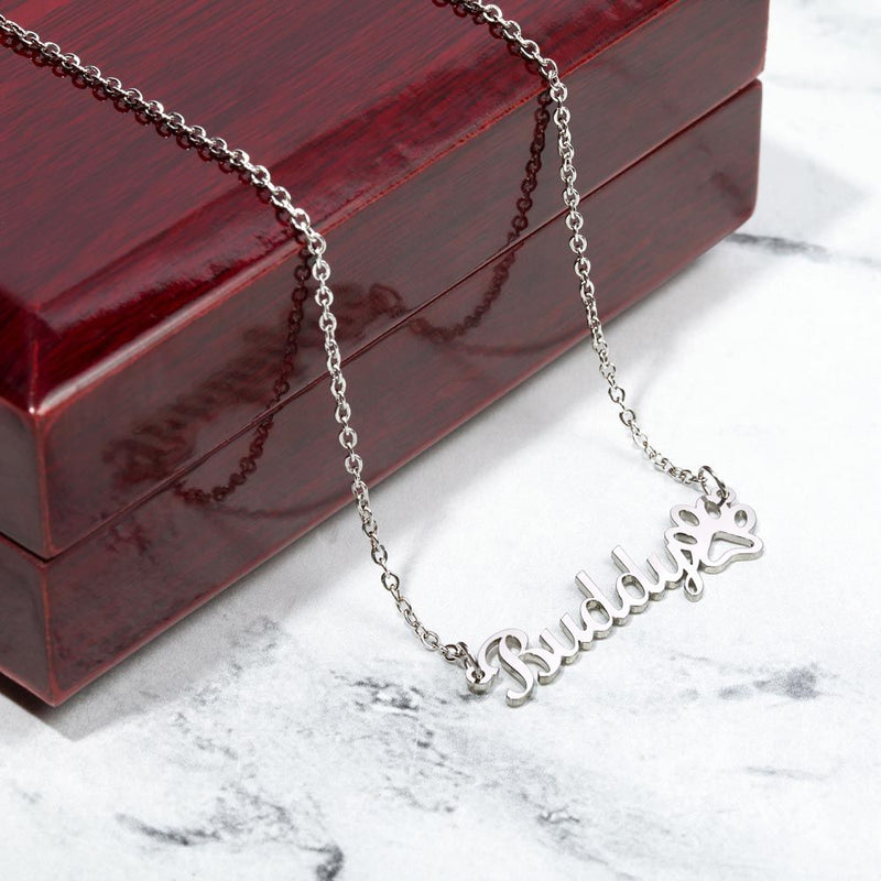 Personalized Paw Print Name Necklace - Carbone&