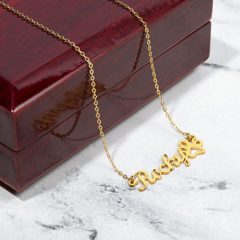 Personalized Paw Print Name Necklace - Carbone&