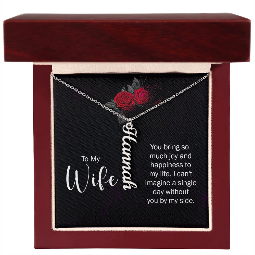 Personalized Vertical Name Necklace for Wife - Carbone's Marketplace