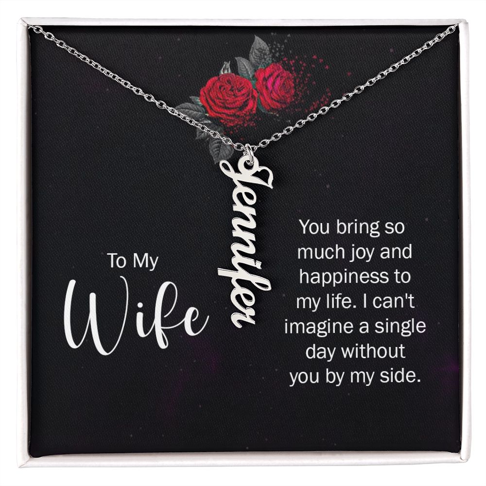 Personalized Vertical Name Necklace for Wife - Carbone's Marketplace