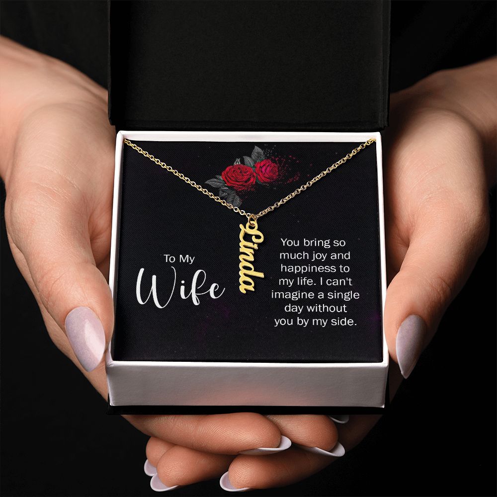 Personalized Vertical Name Necklace for Wife - Carbone's Marketplace