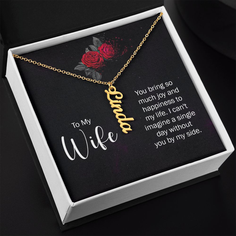 Personalized Vertical Name Necklace for Wife - Carbone's Marketplace