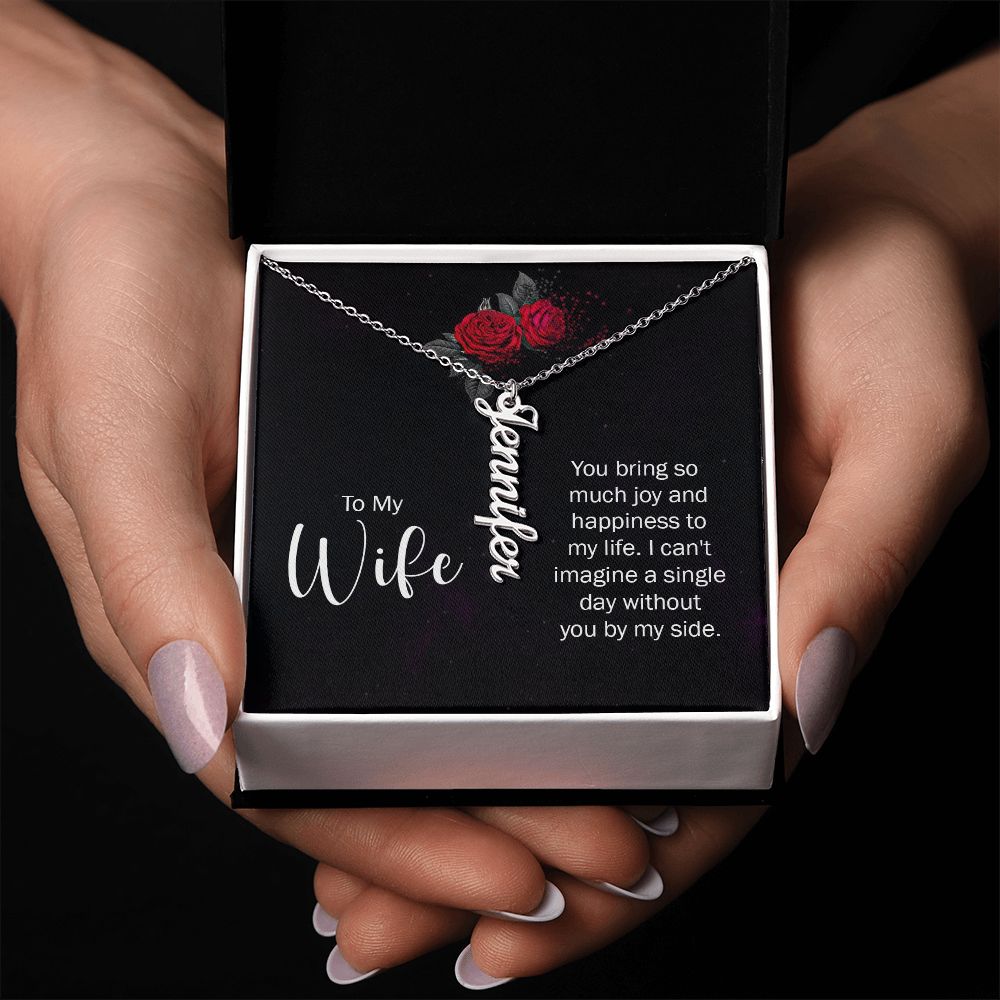 Personalized Vertical Name Necklace for Wife - Carbone's Marketplace