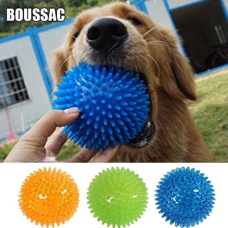 Pet Dog Toys Cat Puppy Sounding Toy Polka Squeaky Tooth Cleaning Ball TPR Training Pet Teeth Chewing Toy Thorn Balls Accessories - Carbone&