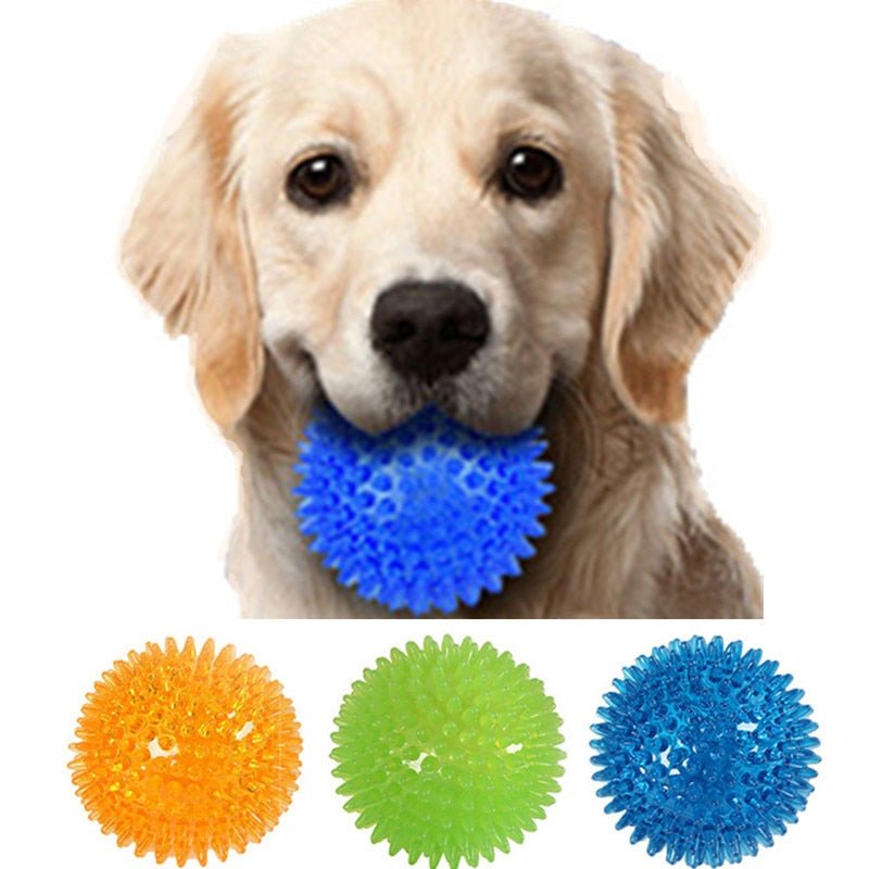 Pet Dog Toys Cat Puppy Sounding Toy Polka Squeaky Tooth Cleaning Ball TPR Training Pet Teeth Chewing Toy Thorn Balls Accessories - Carbone's Marketplace