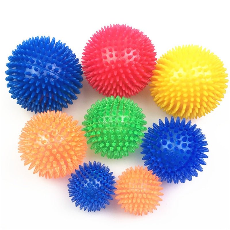 Pet Dog Toys Cat Puppy Sounding Toy Polka Squeaky Tooth Cleaning Ball TPR Training Pet Teeth Chewing Toy Thorn Balls Accessories - Carbone&