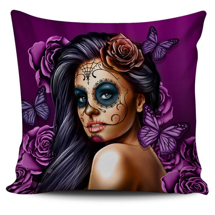 Pillow Cover Calavera (Purple) - Carbone's Marketplace