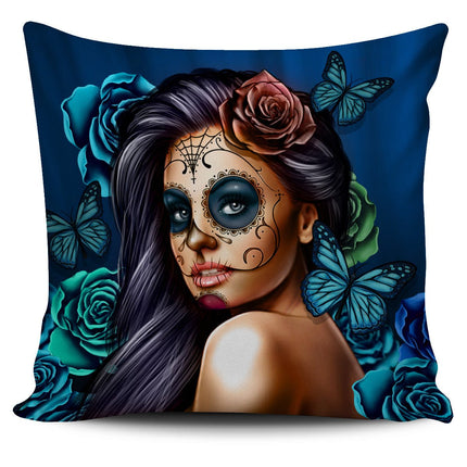 Pillow Cover Calavera (Turquoise) - Carbone's Marketplace