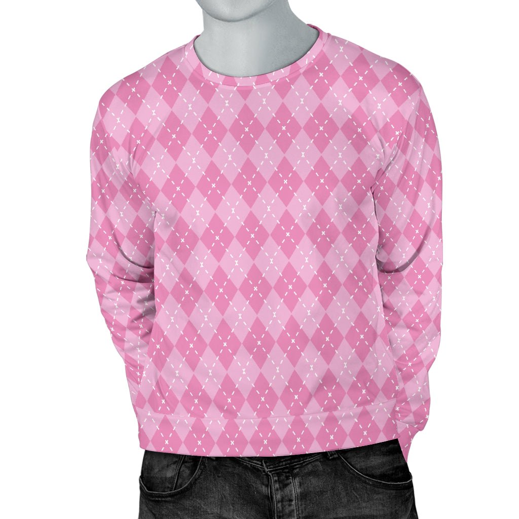 Pink Argyle Men's Sweater - Carbone's Marketplace