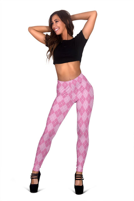 Pink Argyle Women's Leggings - Carbone's Marketplace